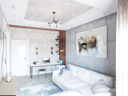 Фото № 2: Дизайн-проект евро двухкомнатной квартиры 65.0  м² стиль Лофт для ЖК Испанские кварталы