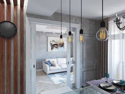 Фото № 4: Дизайн-проект евро двухкомнатной квартиры 65.0  м² стиль Лофт для ЖК Испанские кварталы