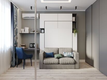 Фото № 3: Дизайн-проект евро трехкомнатной квартиры 58.32  м² Скандинавский стиль для ЖК Москвичка