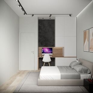 Фото № 2: Дизайн-проект спальни 17.4  м² стиль Минимализм для ЖК Хэдлайнер