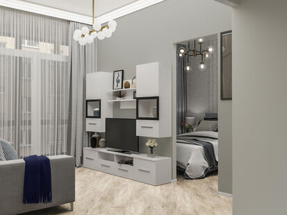 Фото № 1: Дизайн-проект зала 17.3  м² стиль Хай-тек для ЖК Алые паруса