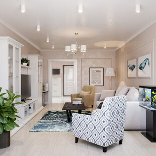 Фото № 2: Дизайн-проект зала 16.0  м² стиль Современная классика для ЖК Юго-Западный