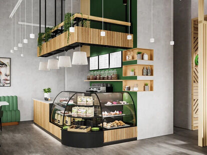 Фото № 1: Дизайн-проект коммерческого помещения 79.3  м² Стиль Лофт для кафе в г. долгопрудный