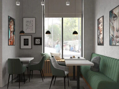 Фото № 3: Дизайн-проект коммерческого помещения 79.3  м² Стиль Лофт для кафе в г. долгопрудный