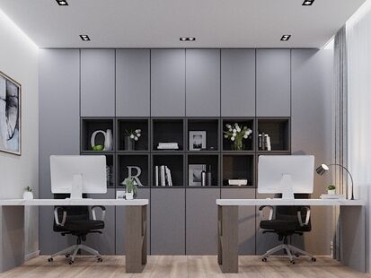 Фото № 1: Дизайн-проект кабинета 15.2  м² стиль Минимализм для ЖК BRAER PARK