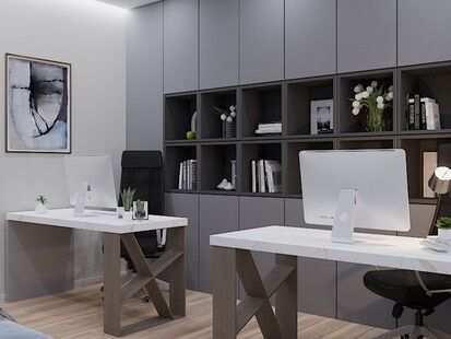 Фото № 3: Дизайн-проект кабинета 15.2  м² стиль Минимализм для ЖК BRAER PARK