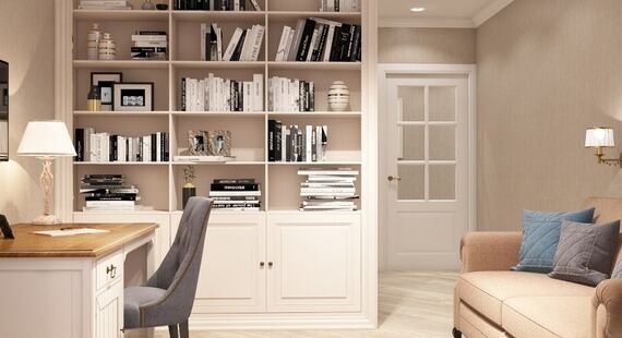 Кабинет: готовый дизайн проект в стиле "Современная классика". Площадь 12.7 м² - фото №1