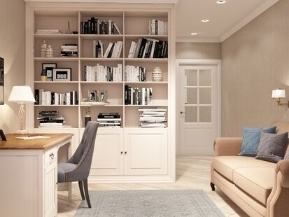 Фото № 1: Дизайн-проект кабинета 12.7  м² стиль Современная классика для ЖК &lt;Белые ночи