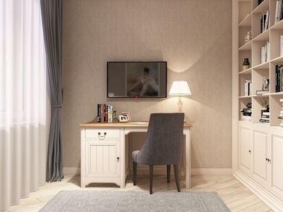 Фото № 3: Дизайн-проект кабинета 12.7  м² стиль Современная классика для ЖК &lt;Белые ночи