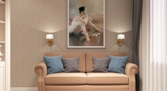 Кабинет: готовый дизайн проект в стиле "Современная классика". Площадь 12.7 м² - фото №2