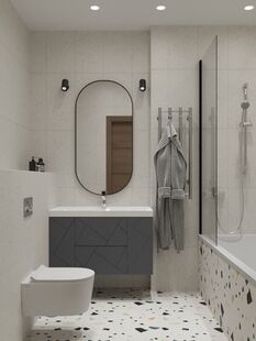 Фото № 6: Дизайн-проект двухкомнатной квартиры 53.03  м² Современный стиль для ЖК Домашний