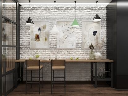 Фото № 3: Дизайн-проект однокомнатной квартиры 32.84  м² Стиль Лофт для ЖК Суханово Spa Deluxe