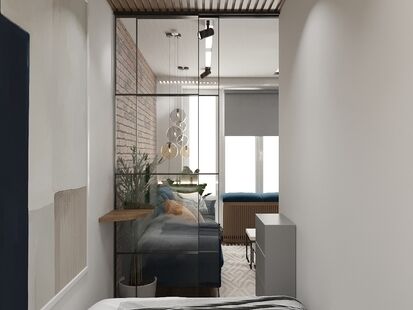 Фото № 4: Дизайн-проект однокомнатной квартиры 32.84  м² Стиль Лофт для ЖК Суханово Spa Deluxe