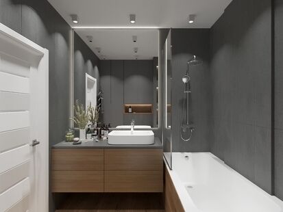 Фото № 6: Дизайн-проект однокомнатной квартиры 32.84  м² Стиль Лофт для ЖК Суханово Spa Deluxe