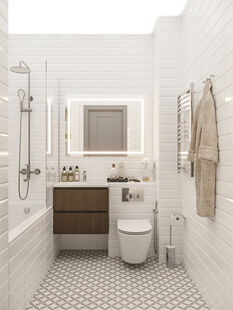 Фото № 5: Дизайн-проект однокомнатной квартиры 51.97  м² Современный стиль для ЖК Звезды столиц