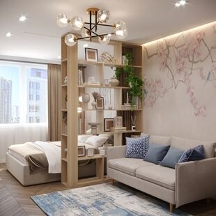 Фото № 1: Дизайн-проект двухкомнатной квартиры 44.47  м² Стиль Контемпорари для ЖК Московский