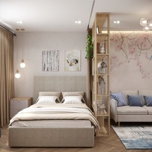 Фото № 2: Дизайн-проект двухкомнатной квартиры 44.47  м² Стиль Контемпорари для ЖК Московский