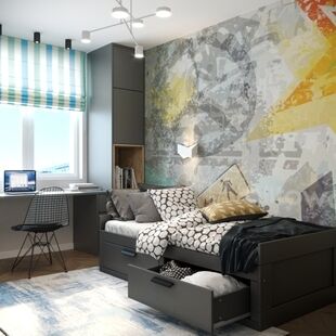 Фото № 4: Дизайн-проект двухкомнатной квартиры 44.47  м² Стиль Контемпорари для ЖК Московский