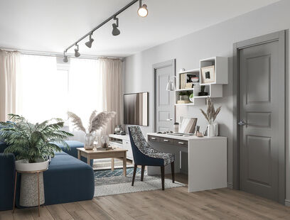 Фото № 1: Дизайн-проект четырехкомнатной квартиры 62.8  м² Современный стиль для ЖК Московский