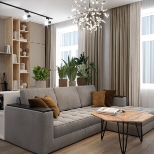 Фото № 3: Дизайн-проект двухкомнатной квартиры 69.56  м² Стиль Контемпорари для ЖК Опалиха О3