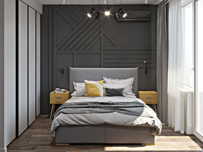 Фото № 1: Дизайн-проект однокомнатной квартиры 42.49  м² Современный стиль для ЖК Октябрьское поле