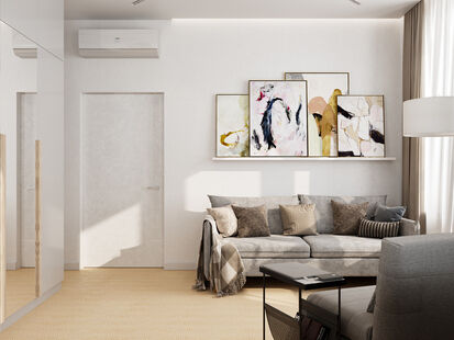 Фото № 5: Дизайн-проект четырехкомнатной квартиры 82.2  м² Современный стиль для ЖК Испанские кварталы