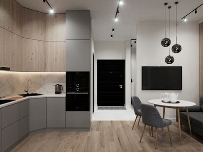 Фото № 6: Дизайн-проект двухкомнатной квартиры 38.79  м² Современный стиль для ЖК Stellar City