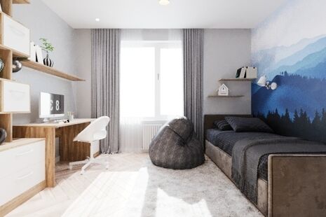 Фото № 2: Дизайн-проект четырехкомнатной квартиры 106.9  м² Современный стиль для ЖК Ольховский парк