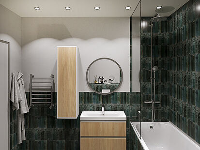 Фото № 2: Дизайн-проект однокомнатной квартиры 39.1  м² стиль Модернизм для ЖК Лучи