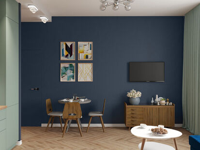 Фото № 5: Дизайн-проект однокомнатной квартиры 41.8  м² Современный стиль для ЖК Октябрьское поле