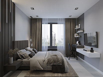 Фото № 1: Дизайн-проект двухкомнатной квартиры 40.28  м² Стиль Лофт для ЖК Discovery