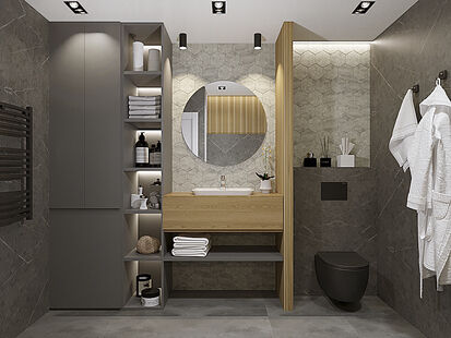 Фото № 6: Дизайн-проект двухкомнатной квартиры 40.28  м² Стиль Лофт для ЖК Discovery