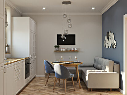 Фото № 6: Дизайн-проект однокомнатной квартиры 45.47  м² Современный стиль для ЖК Андерсен