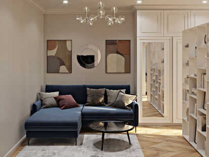 Фото № 4: Дизайн-проект однокомнатной квартиры 45.47  м² Современный стиль для ЖК Андерсен