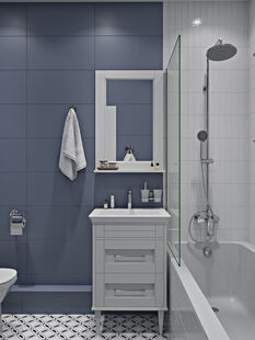 Фото № 2: Дизайн-проект однокомнатной квартиры 45.47  м² Современный стиль для ЖК Андерсен