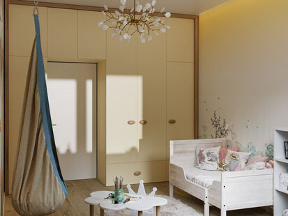 Фото № 3: Дизайн-проект четырехкомнатной квартиры 76.66  м² Стиль Эклектика для ЖК Триумф Парк