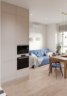 Фото № 1: Дизайн-проект четырехкомнатной квартиры 88.8  м² Стиль Эклектика для ЖК Красноказарменная