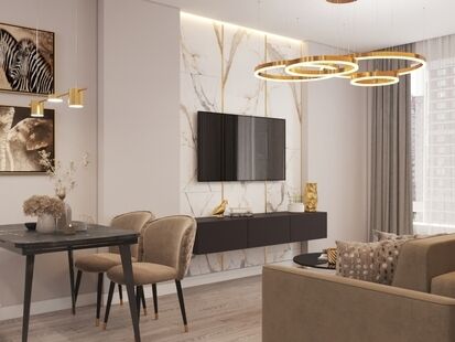 Фото № 1: Дизайн-проект четырехкомнатной квартиры 90.13  м² стиль Модернизм для ЖК Скандинавия