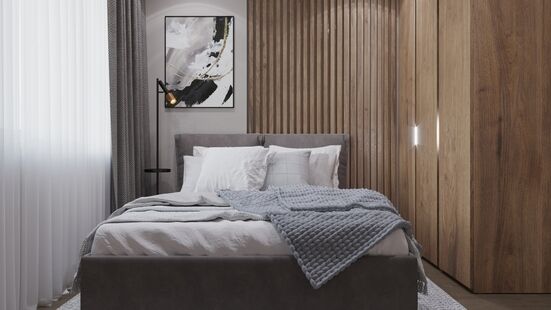 Фото № 4: Дизайн-проект однокомнатной квартиры 37.0  м² Современный стиль для ЖК Сиреневый Парк