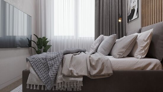 Фото № 2: Дизайн-проект однокомнатной квартиры 37.0  м² Современный стиль для ЖК Сиреневый Парк