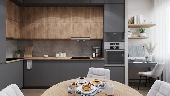 Фото № 5: Дизайн-проект однокомнатной квартиры 37.0  м² Современный стиль для ЖК Сиреневый Парк