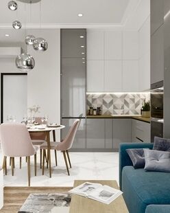 Фото № 5: Дизайн-проект двухкомнатной квартиры 42.1  м² Современный стиль для ЖК Кварталы 21/19