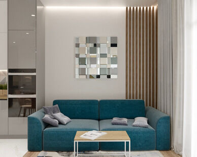 Фото № 3: Дизайн-проект двухкомнатной квартиры 42.1  м² Современный стиль для ЖК Кварталы 21/19