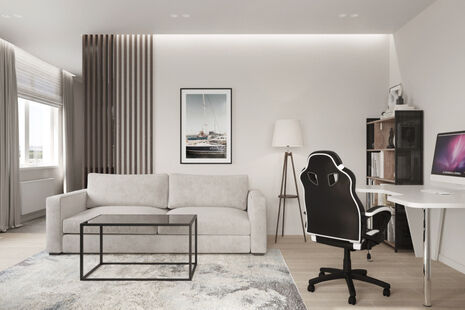 Фото № 1: Дизайн-проект трехкомнатной квартиры 79.87  м² Современный стиль для ЖК Новоорловский