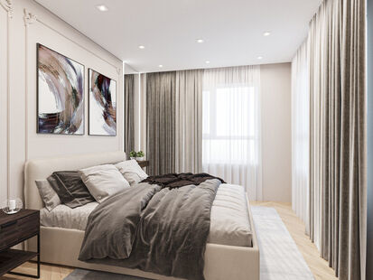 Фото № 4: Дизайн-проект двухкомнатной квартиры 55.05  м² стиль Модернизм для ЖК Новая Рига