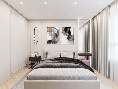 Фото № 2: Дизайн-проект двухкомнатной квартиры 55.05  м² стиль Модернизм для ЖК Новая Рига