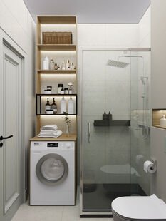 Фото № 2: Дизайн-проект однокомнатной квартиры 34.13  м² Современный стиль для ЖК Перловский