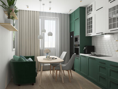 Фото № 5: Дизайн-проект однокомнатной квартиры 48.38  м² Стиль Контемпорари для ЖК Московский