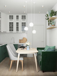 Фото № 2: Дизайн-проект однокомнатной квартиры 48.38  м² Стиль Контемпорари для ЖК Московский