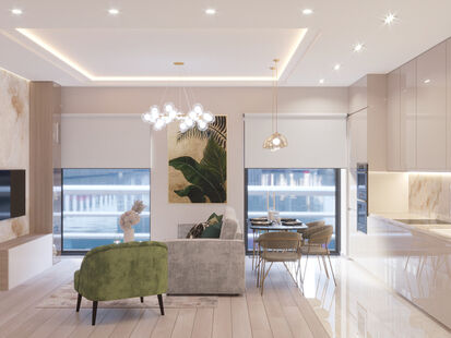 Фото № 1: Дизайн-проект трехкомнатной квартиры 62.48  м² Стиль Контемпорари для ЖК Д1